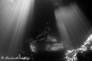 Thunderball Caves swimming thru the Sunlight by Barbara Schilling 